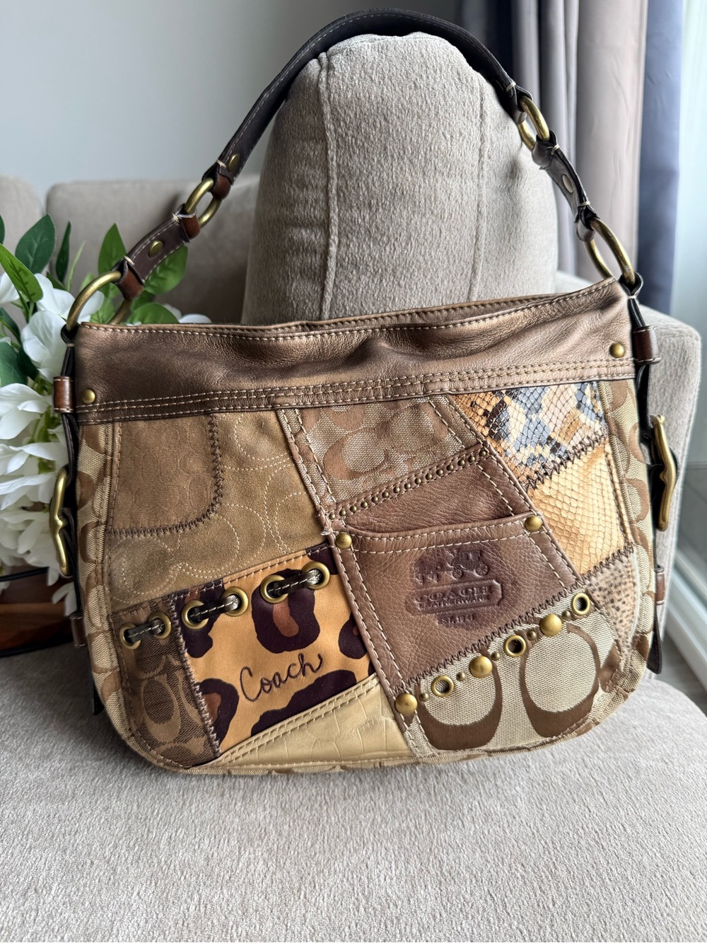 Coach Vintage Patchwork Hobo Bag in Brown/Tan